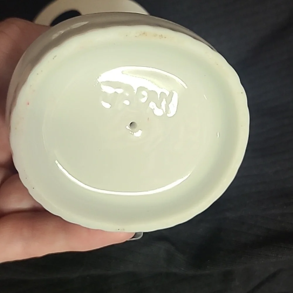 Vintage Floral Porcelain Vanity Toothbrush Holder Pink Blue Rose Motif